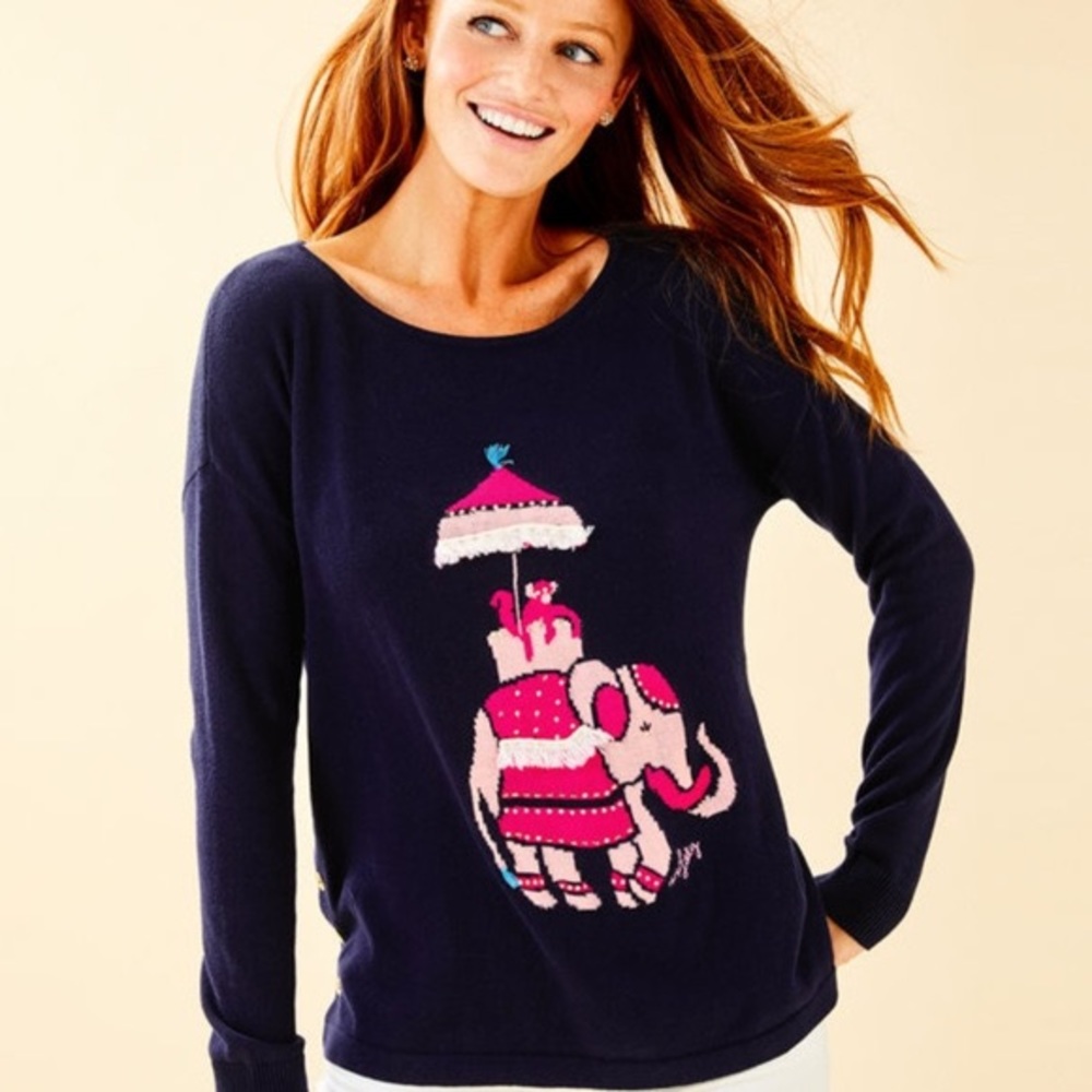 Lilly Pulitzer caralynn sweater elephant intarsia